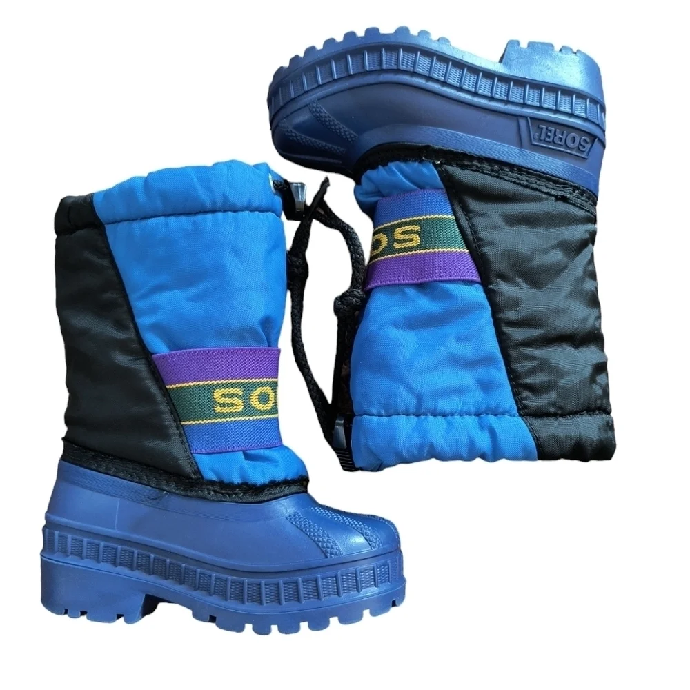 Sorel Blue/Black Winter Snow Boots With Removable Felt Lining Size 6